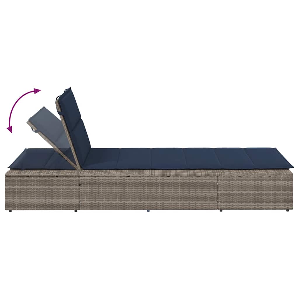Ligbed met zwevend kussen poly rattan grijs