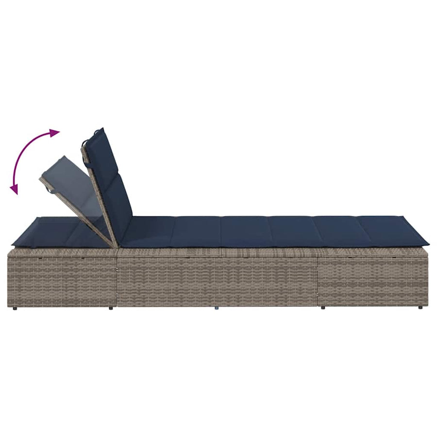 Ligbed met zwevend kussen poly rattan grijs