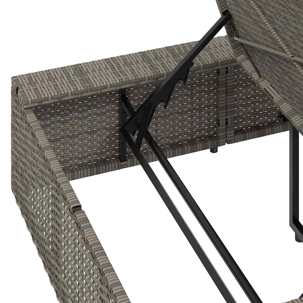 Ligbed met zwevend kussen poly rattan grijs