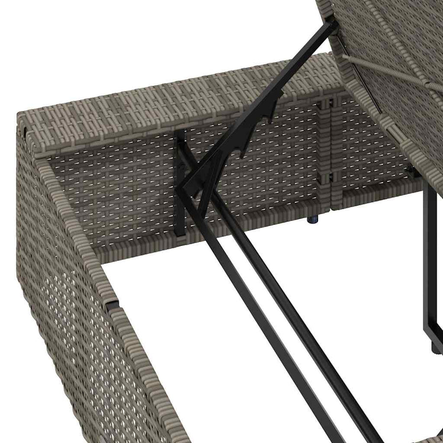 Ligbed met zwevend kussen poly rattan grijs