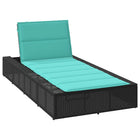 Sun lounger with floating cushion, poly rattan, black