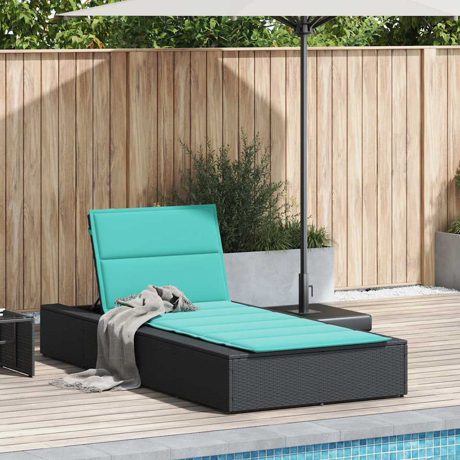 Ligbed met zwevend kussen poly rattan zwart
