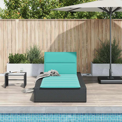 Ligbed met zwevend kussen poly rattan zwart