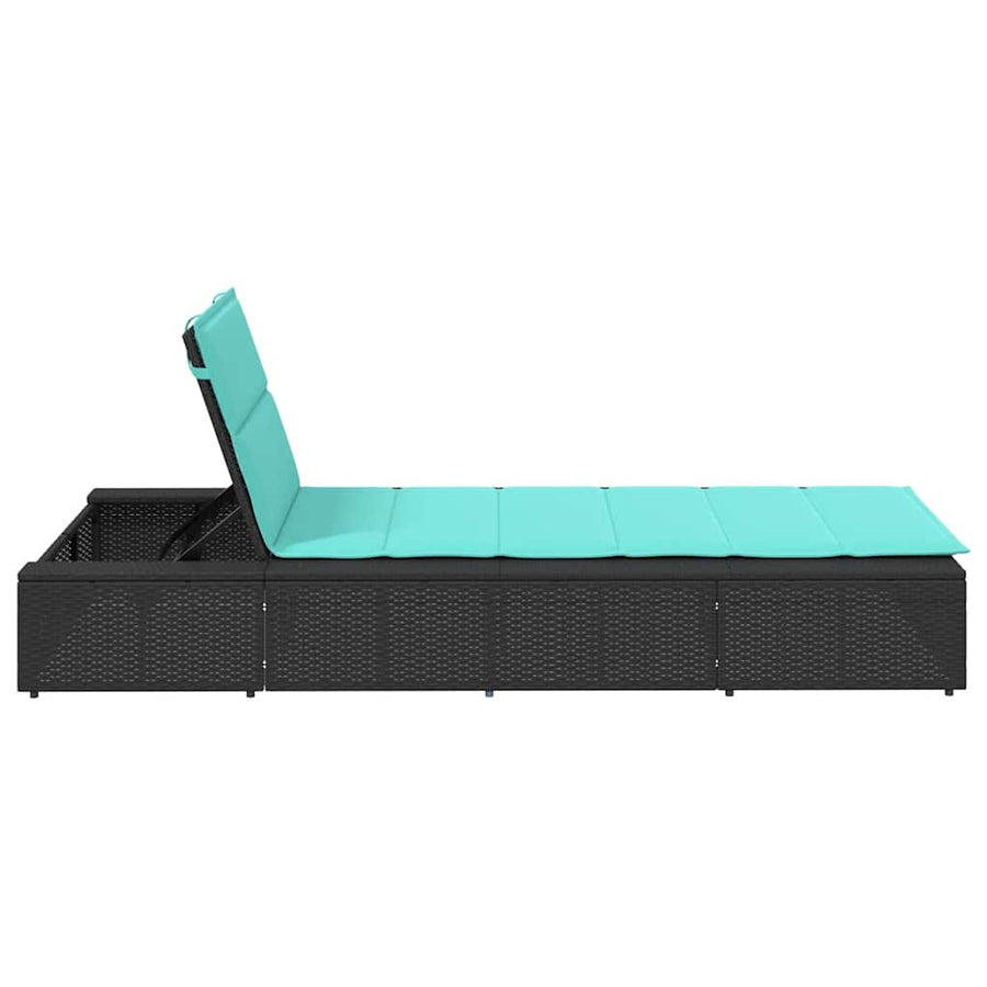 Ligbed met zwevend kussen poly rattan zwart