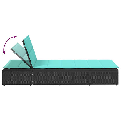 Ligbed met zwevend kussen poly rattan zwart
