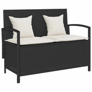 Tuinbank poly rattan zwart met opbergfunctie