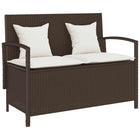 Tuinbank poly rattan bruin 111x56x87 cm met opbergvak