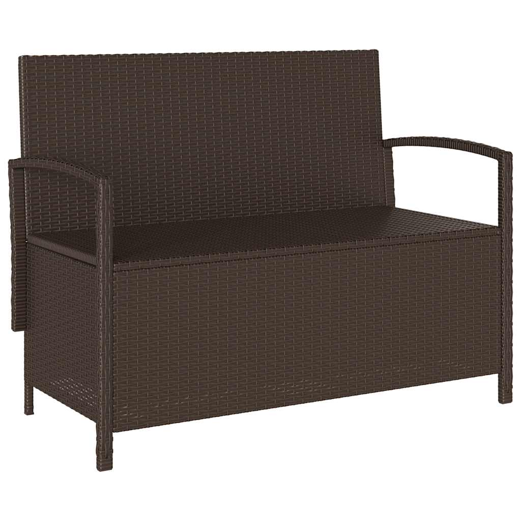 Tuinbank met kussen poly rattan bruin
