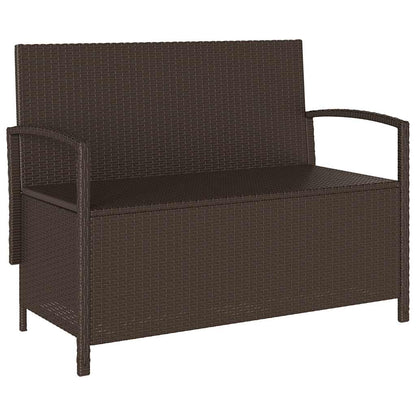 Tuinbank met kussen poly rattan bruin