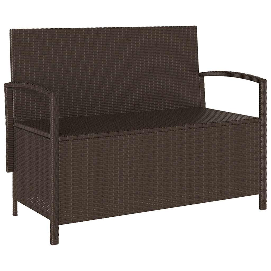 Tuinbank met kussen poly rattan bruin