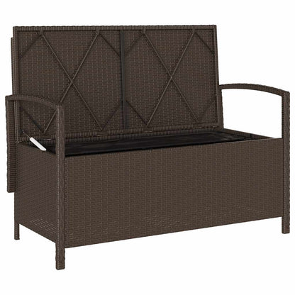 Tuinbank met kussen poly rattan bruin