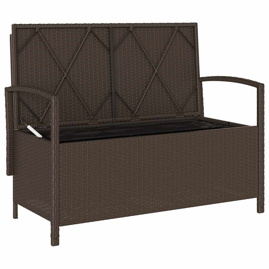 Tuinbank met kussen poly rattan bruin
