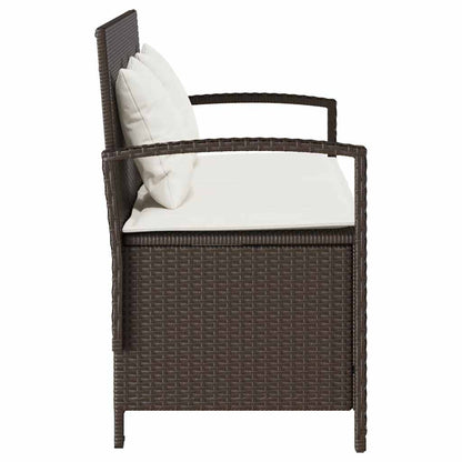 Tuinbank met kussen poly rattan bruin