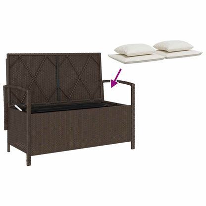 Tuinbank met kussen poly rattan bruin