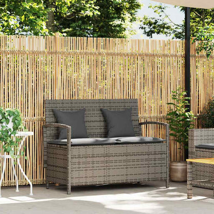 Tuinbank met kussen poly rattan grijs