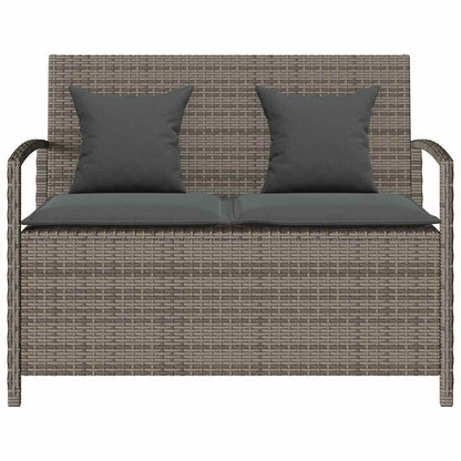 Tuinbank met kussen poly rattan grijs