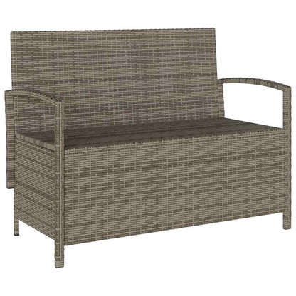 Tuinbank met kussen poly rattan grijs