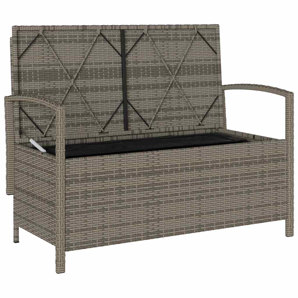 Tuinbank met kussen poly rattan grijs