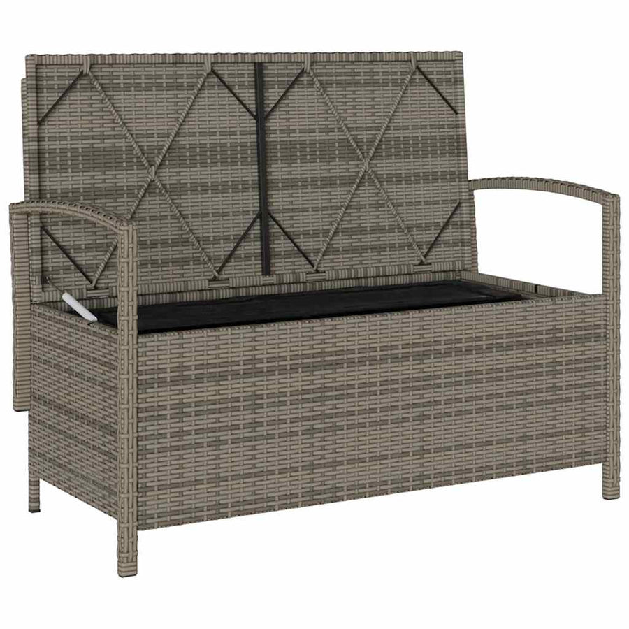 Tuinbank met kussen poly rattan grijs
