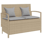 Tuinbank poly rattan 111x56x87 cm beige