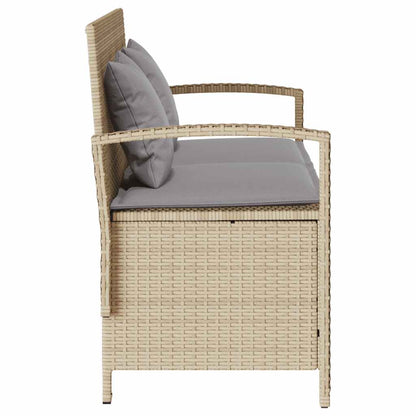 Tuinbank met kussen poly rattan beige