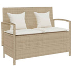 Tuinbank poly rattan 111 cm met opbergruimte beige