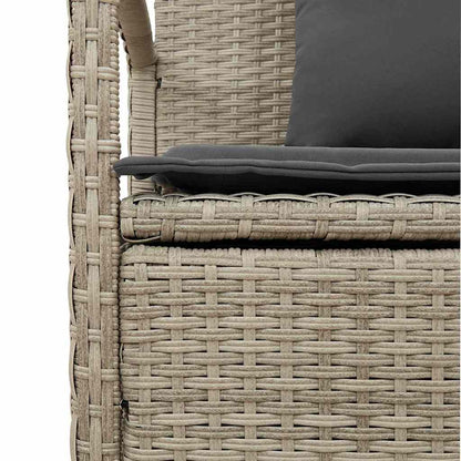 Tuinbank met kussen poly rattan lichtgrijs