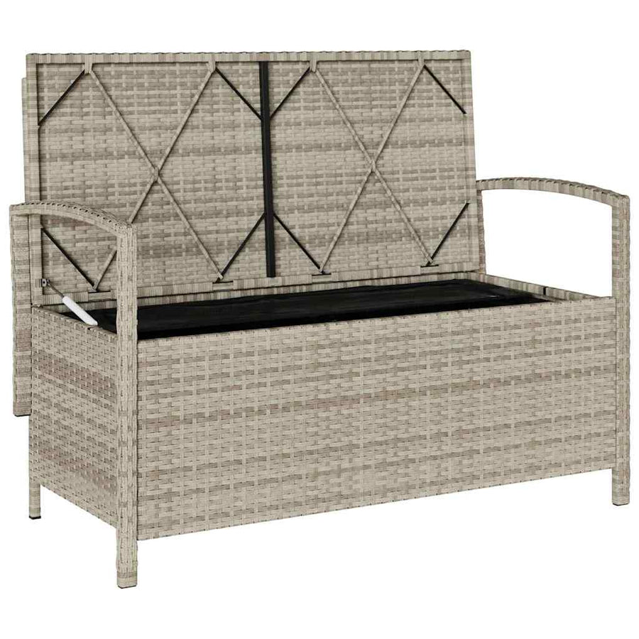 Tuinbank met kussen poly rattan lichtgrijs
