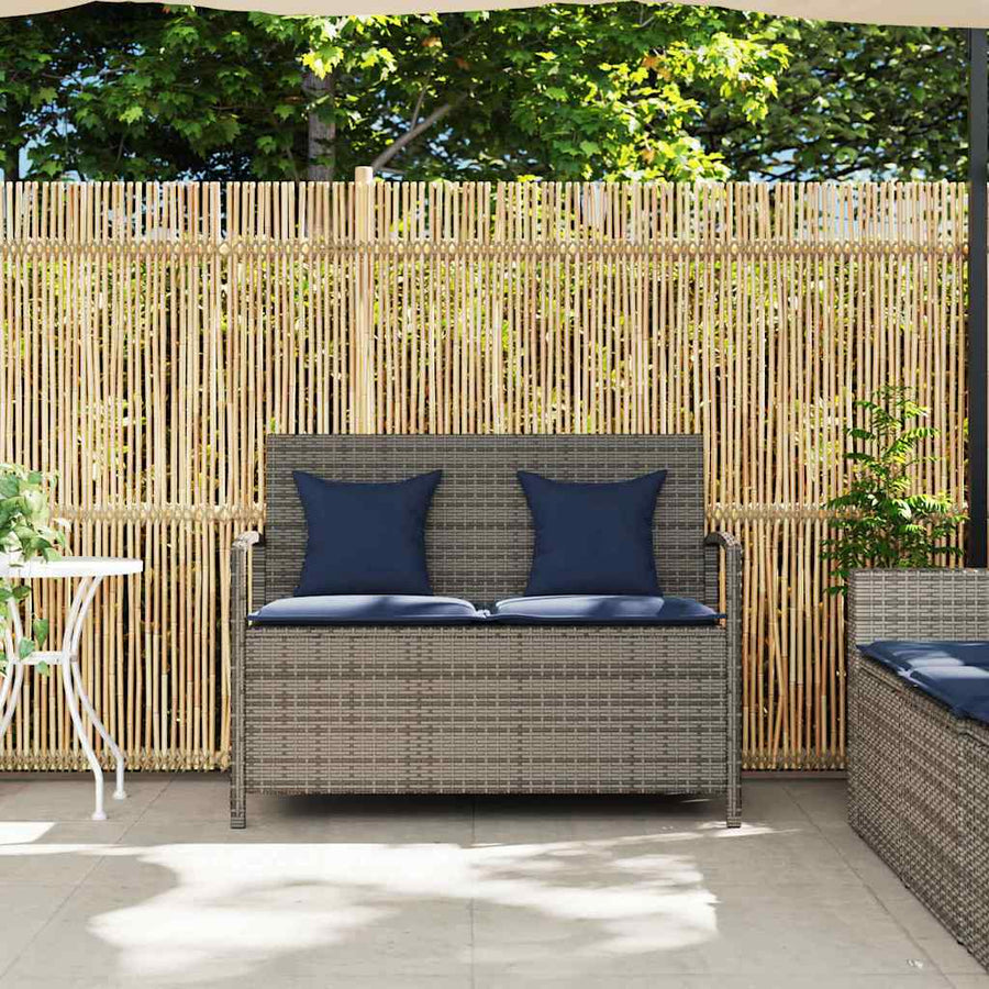 Tuinbank met kussen poly rattan grijs