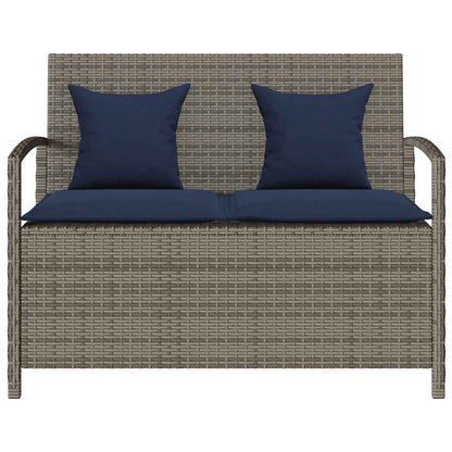 Tuinbank met kussen poly rattan grijs