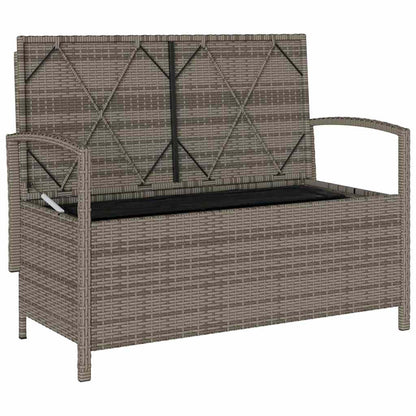 Tuinbank met kussen poly rattan grijs