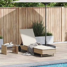 Ligbed met wielen en kussen poly rattan beige