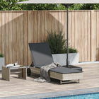 Ligbed poly rattan lichtgrijs met wielen en kussen