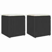 Garden stools with cushions 2 pcs 40x40x43 cm poly rattan black