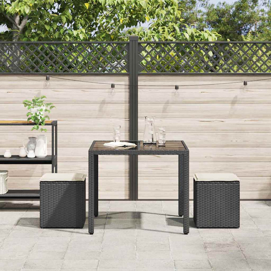 Tuinkrukken met kussens 2 st 40x40x43 cm poly rattan zwart