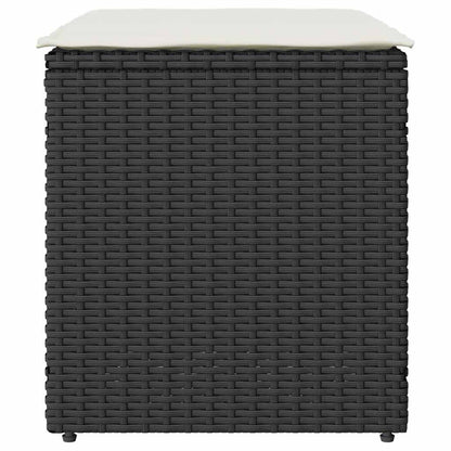 Tuinkrukken met kussens 2 st 40x40x43 cm poly rattan zwart