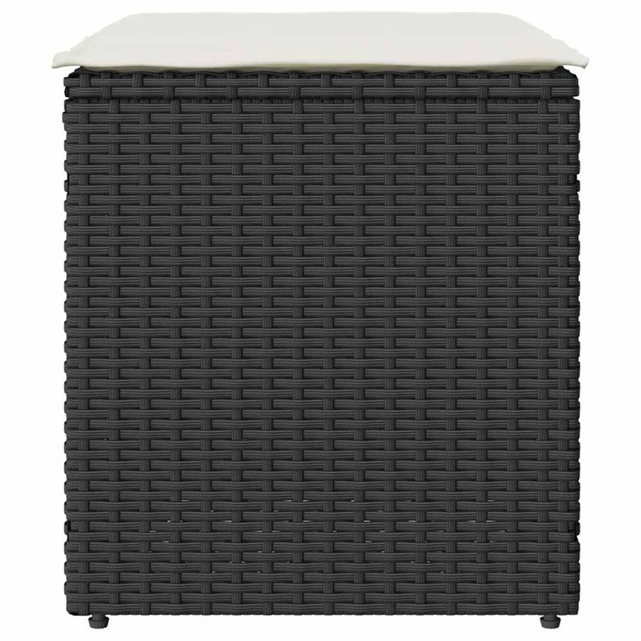 Tuinkrukken met kussens 2 st 40x40x43 cm poly rattan zwart