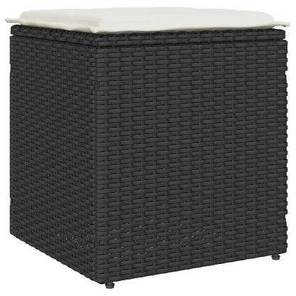 Tuinkrukken met kussens 2 st 40x40x43 cm poly rattan zwart