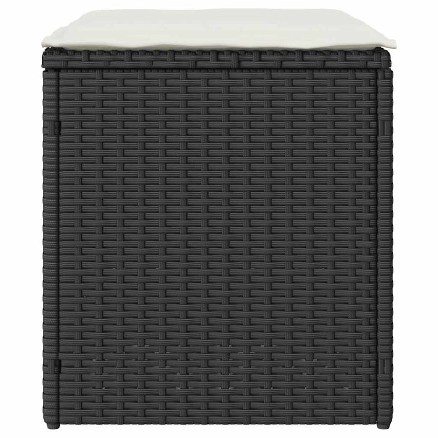 Tuinkrukken met kussens 2 st 40x40x43 cm poly rattan zwart