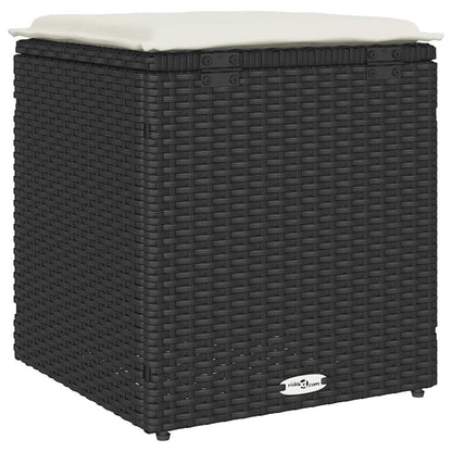 Tuinkrukken met kussens 2 st 40x40x43 cm poly rattan zwart