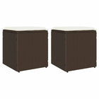 Tuinkruk poly rattan bruin 40x40x43 cm set van 2