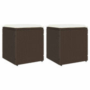 Garden Stools with Cushions 2 pcs 40x40x43 cm Poly Rattan Brown
