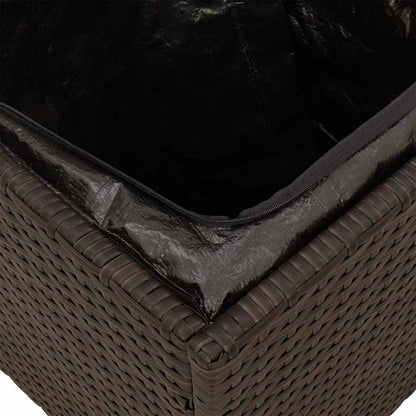 Tuinkrukken met kussens 2 st 40x40x43 cm poly rattan bruin
