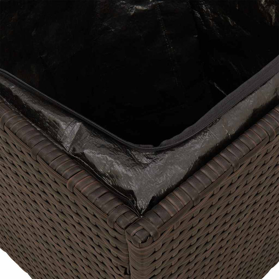 Tuinkrukken met kussens 2 st 40x40x43 cm poly rattan bruin