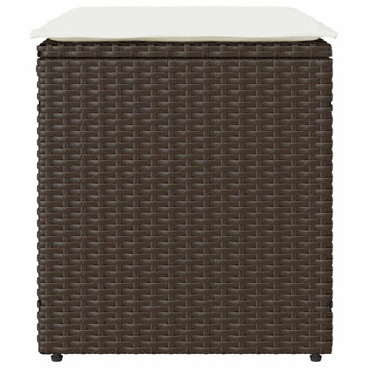 Tuinkrukken met kussens 2 st 40x40x43 cm poly rattan bruin