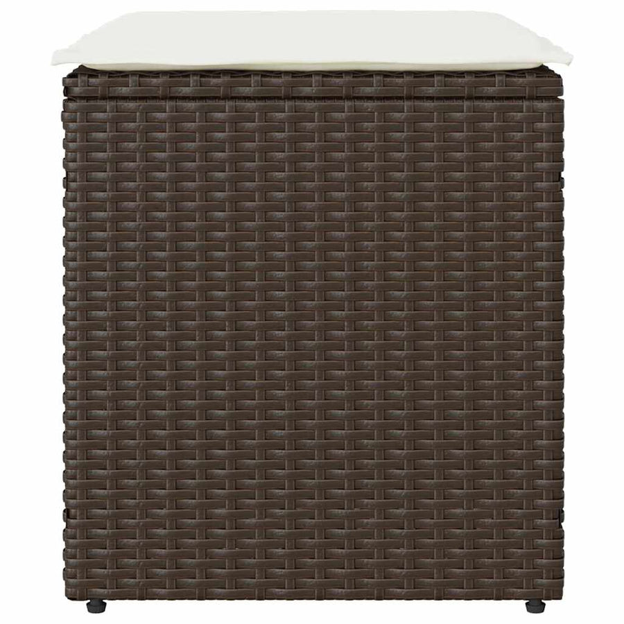 Tuinkrukken met kussens 2 st 40x40x43 cm poly rattan bruin