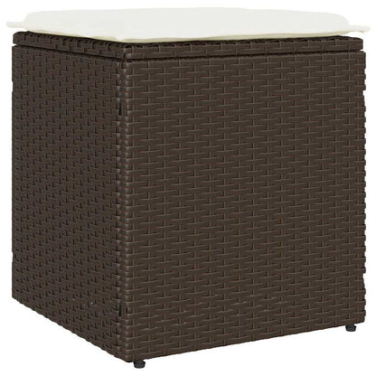 Tuinkrukken met kussens 2 st 40x40x43 cm poly rattan bruin