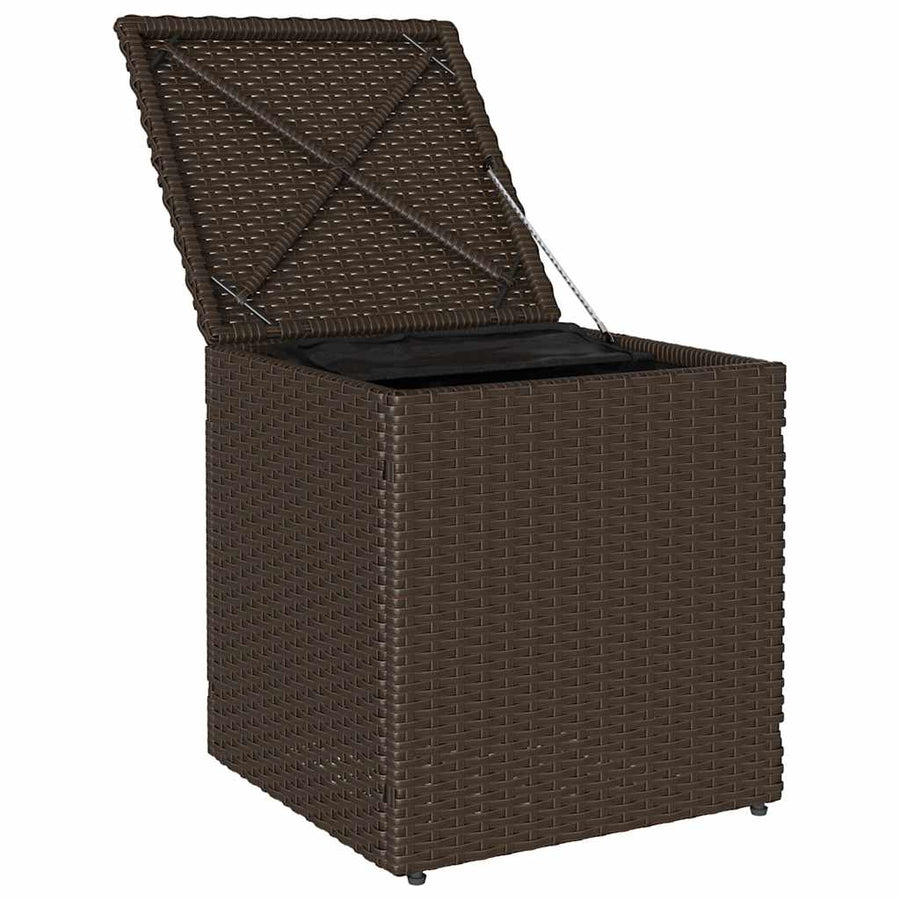 Tuinkrukken met kussens 2 st 40x40x43 cm poly rattan bruin