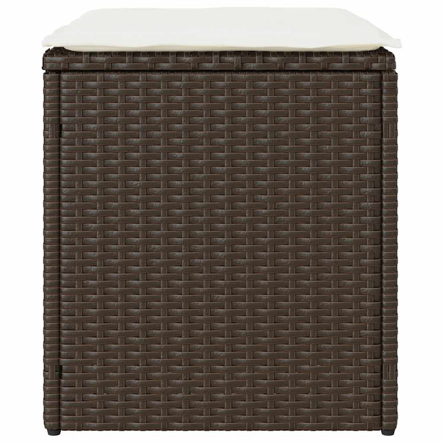 Tuinkrukken met kussens 2 st 40x40x43 cm poly rattan bruin