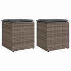Garden Stools with Cushions 2 pcs 40x40x43 cm Poly Rattan Grey